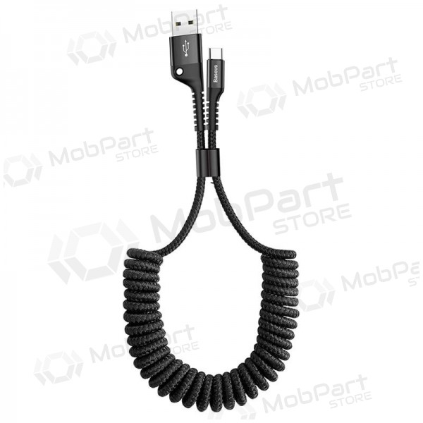 USB kabelis Fish Eye Spring Type-C 2.0A 1m (melns) CATSR-01