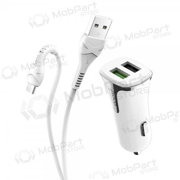 Lādētājs automobilinis Hoco Z31 Quick Charge 3.0 (3.4A) x 2 USB + microUSB (balts)