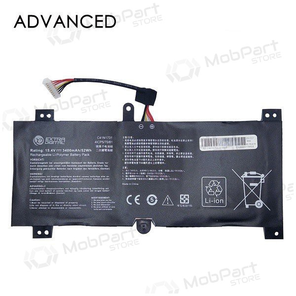 ASUS C41N1731, 3400mAh klēpjdatoru akumulators, Advanced