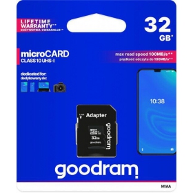 Atmiņas karte GOODRAM MicroSD 32GB (class10 UHS-I) + SD Adapteris