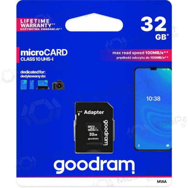 Atmiņas karte GOODRAM MicroSD 32GB (class10 UHS-I) + SD Adapteris