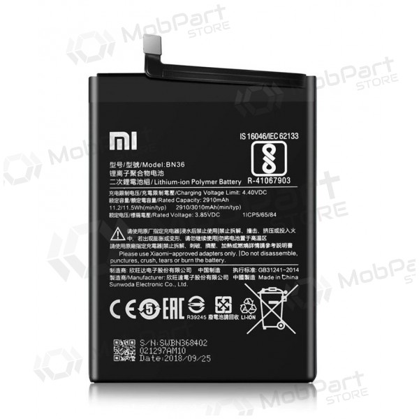 Xiaomi Mi A2 / Mi 6X baterija, akumuliatorius (BN36) (oriģināls)