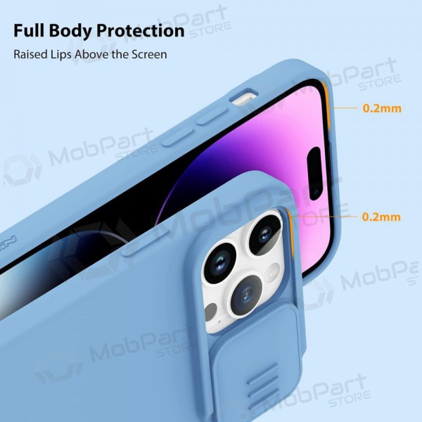 Maciņš Nillkin CamShield Silky Silicone Apple iPhone 15 Pro Max gaiši zils