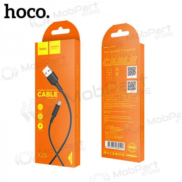 USB kabelis Hoco X25 microUSB 1.0m (melns)