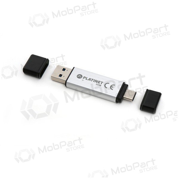 Datu nesējs Platinet 32GB OTG USB 3.0 + Type-C (sudraba krāsā)