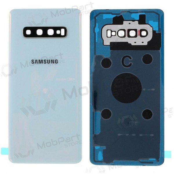 Samsung G975 Galaxy S10 Plus aizmugurējais baterijas vāciņš balts (Prism White) (lietots grade A, oriģināls)