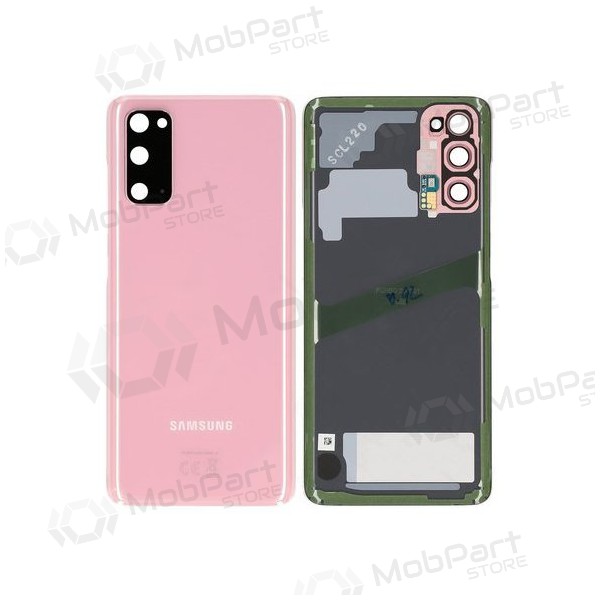 Samsung G981F / G980 Galaxy S20 aizmugurējais baterijas vāciņš rozā (Cloud Pink) (lietots grade A, oriģināls)