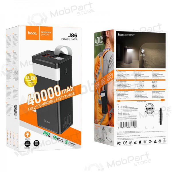 Ārējā baterija Power Bank Hoco J86 22.5W Quick Charge 3.0 40000mAh melna