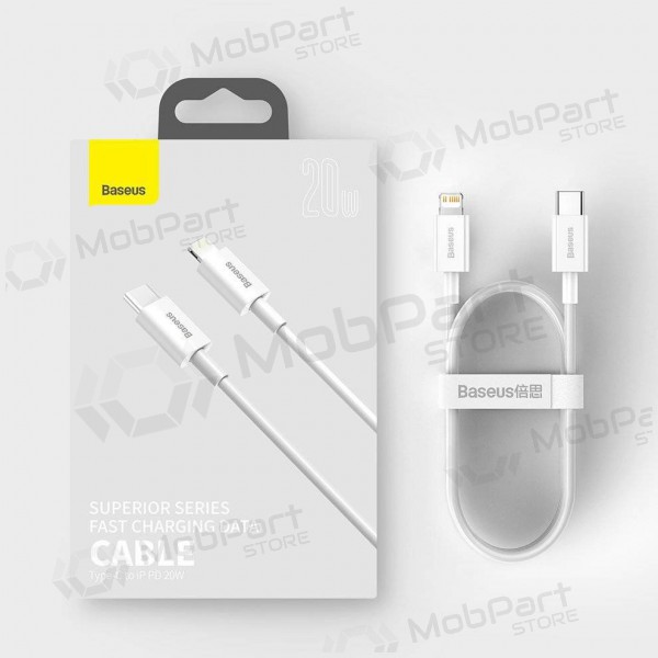 USB kabelis Baseus Superior Type-C - Lightning PD 20W 1.0m (balts) CATLYS-A02