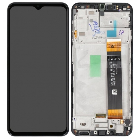 Ekranas Samsung A235 A23 4G 2022 su lietimui jautriu stikliuku un rėmeliu Black oriģināls (service pack)