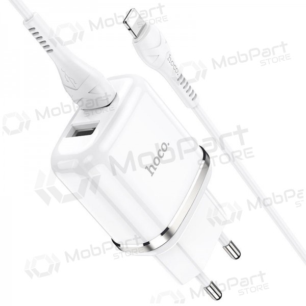 Lādētājs Hoco N4 X 2 USB  jungtimis + Lightning (2.4A) (balts)