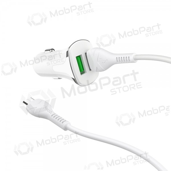 Lādētājs automobilinis Hoco Z31 Quick Charge 3.0 (3.4A) x 2 USB + microUSB (balts)