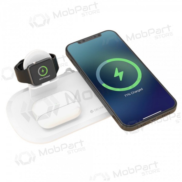 Lādētājs bezvadu Devia 3in1 Smart Phone, Apple Watch, Airpods (balts)