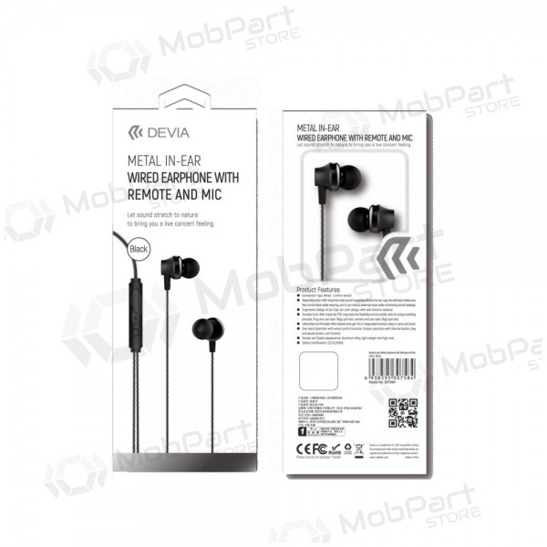 Brīvroku aprīkojums Devia Metal In-Ear 3,5mm (melna)