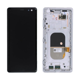 Sony Xperia XZ3 H8416 / H9436 ekrāns (balts) (ar rāmīti) (lietots grade B, oriģināls)